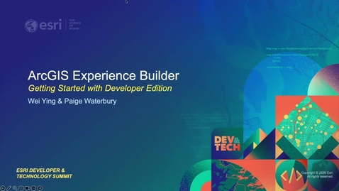 Thumbnail for ArcGIS Experience Builder: Getting Started with Developer Edition