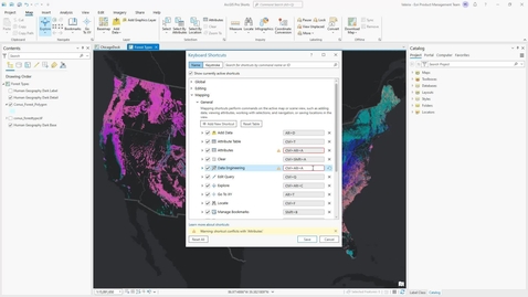 Thumbnail for Change and manage duplicate keyboard shortcuts in ArcGIS Pro