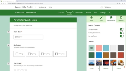Thumbnail for entry ArcGIS Survey123: Style Your Survey for the Web with Custom Themes