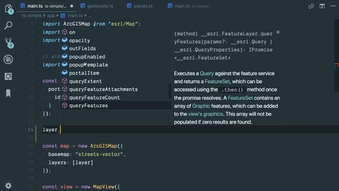 Arcgis Javascript Query Feature Layer Using Typescript With The Arcgis Api For Javascript - Esri Videos: Gis,  Events, Arcgis Products & Industries