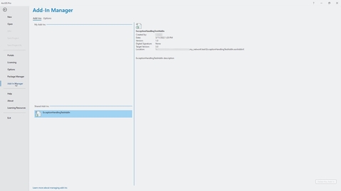 Thumbnail for Manage add-ins in ArcGIS Pro