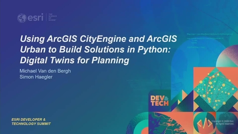 Thumbnail for Using ArcGIS CityEngine and ArcGIS Urban to Build Solutions in Python: Digital Twins for Planning