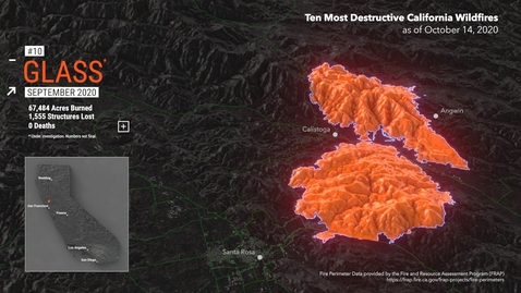 Thumbnail for Animated Maps: Ten Most Destructive California Wildfires