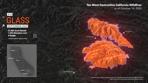 Thumbnail for entry Animated Maps: Ten Most Destructive California Wildfires