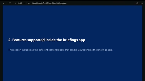 Thumbnail for Enhanced briefing header in ArcGIS StoryMaps Briefings app (November 2024)