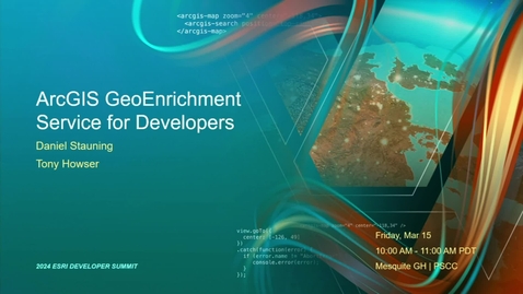 Thumbnail for entry ArcGIS GeoEnrichment Service for Developers