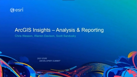 Thumbnail for entry ArcGIS Insights: Analysis and Reporting