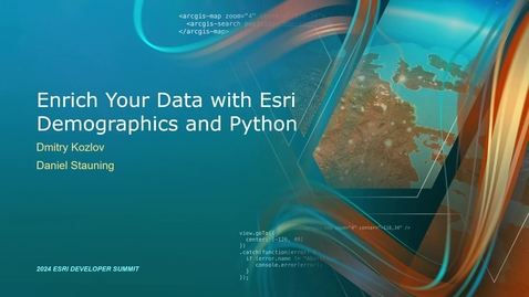 Thumbnail for Enrich Your Data with Esri Demographics and Python