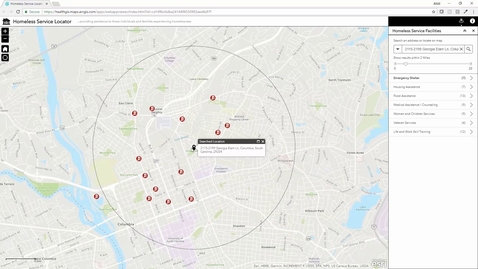 Thumbnail for entry Web AppBuilder for ArcGIS - Homeless Service Locator