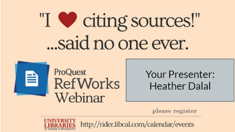Thumbnail for RefWorks Webinar: Make Your References Work for You! (Recording 2/26/24)