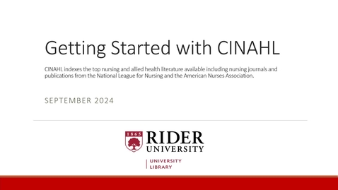 Thumbnail for Getting Started with CINAHL