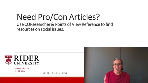 Thumbnail for Need Pro/Con Articles? Use CQResearcher &amp; Points of View Reference
