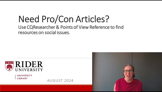 Need Pro/Con Articles? Use CQResearcher & Points of View Reference