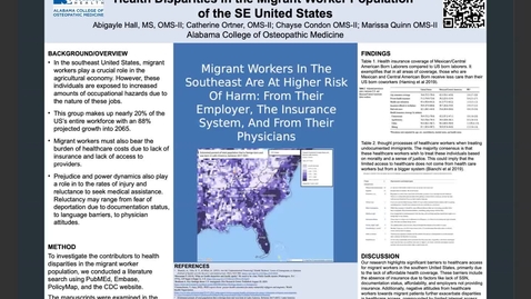 Thumbnail for entry Health Disparities in Migrant Worker Population of the SE United States