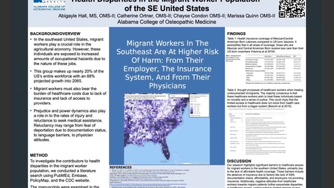 Thumbnail for Health Disparities in Migrant Worker Population of the SE United States