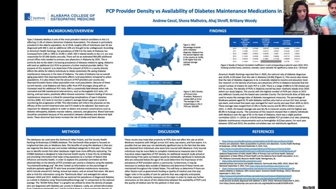 Thumbnail for entry PCP Provider Density vs. Availability of Diabetes Maintenance Medications in Alabama