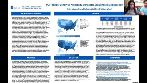 Thumbnail for PCP Provider Density vs. Availability of Diabetes Maintenance Medications in Alabama