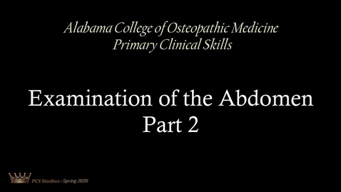 Thumbnail for entry Examination of the Abdomen:  Part 2