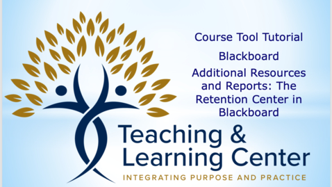 Thumbnail for Additional Resources and Reports: The Retention Center in Blackboard