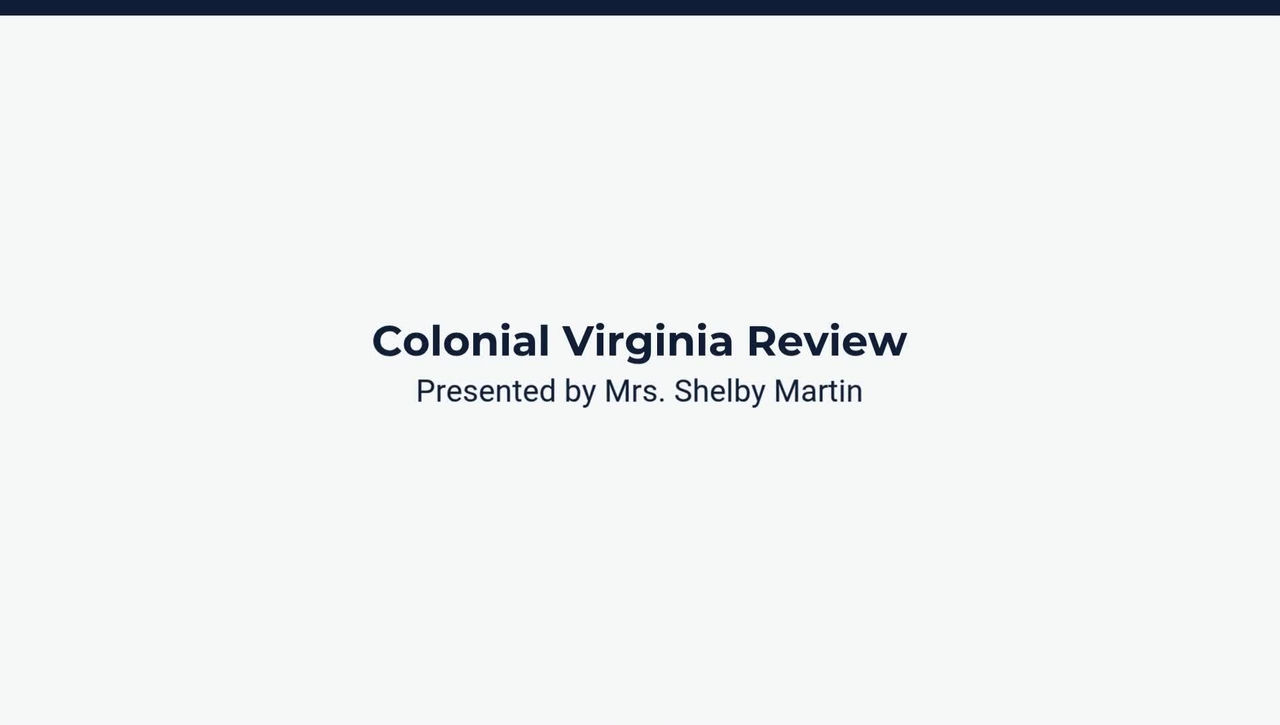 Lesson 1: Colonial Virginia Review