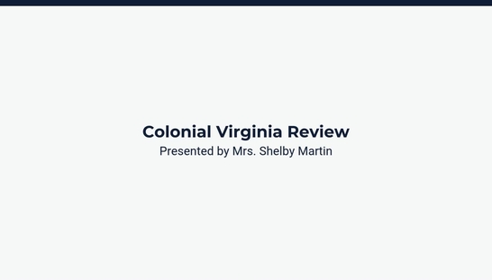 Lesson 1: Colonial Virginia Review