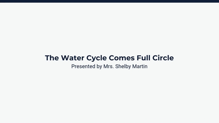 Lesson 2: The Water Cycle Comes Full Circle