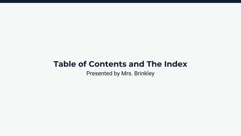 Thumbnail for Lesson 2: Table of Contents and Index