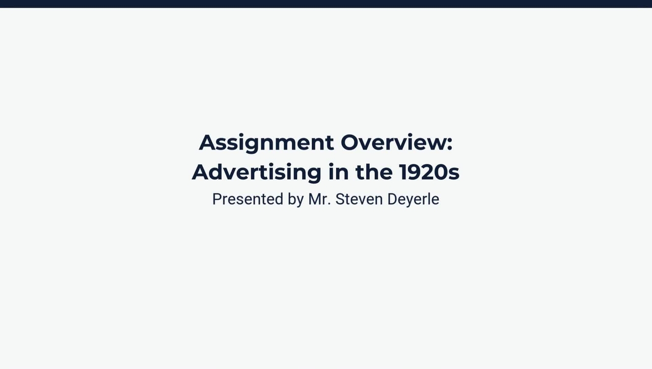 Assignment Instructions: Advertising in the 1920s