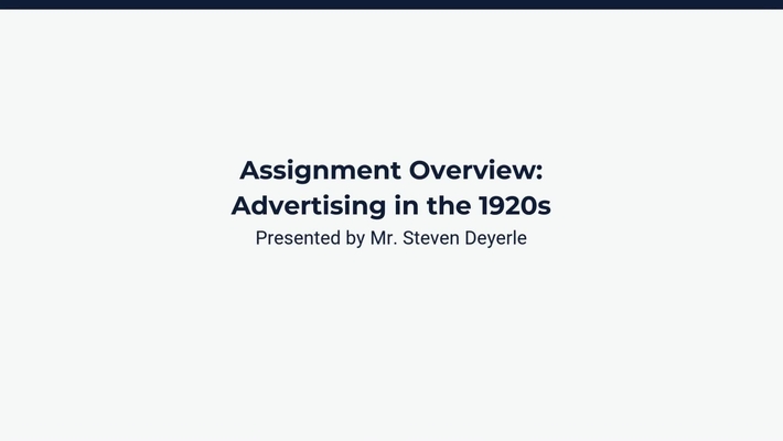 Assignment Instructions: Advertising in the 1920s