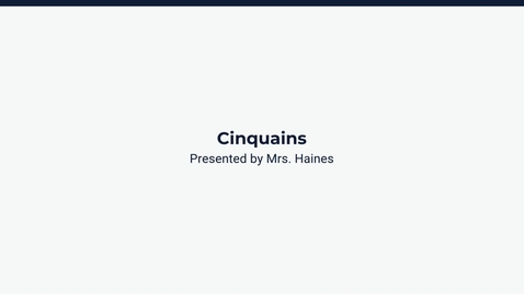 Thumbnail for Lesson 2: Cinquain