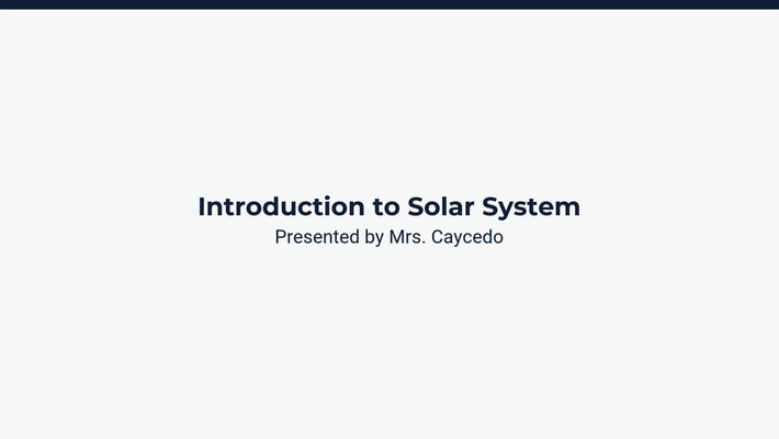 Introduction to Solar System
