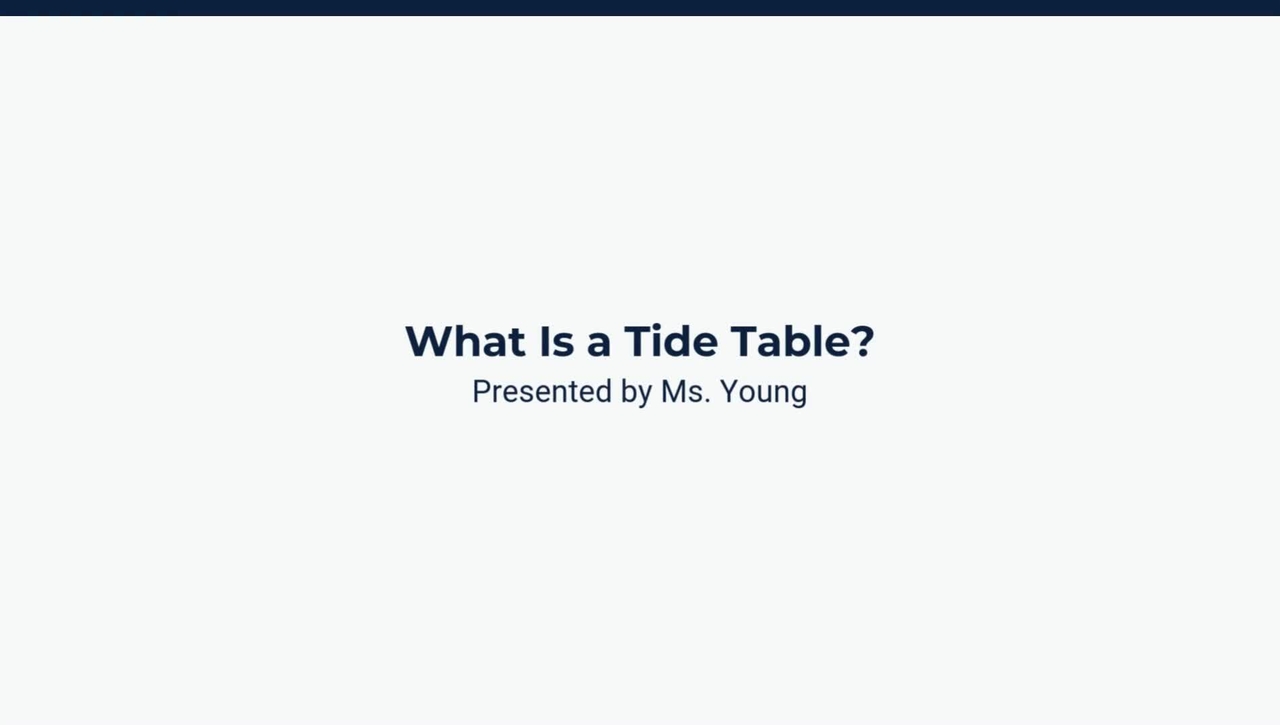 Lesson 2: What Is a Tide Table?