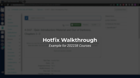 Thumbnail for 202238 Hotfix Tutorial Example Walkthrough