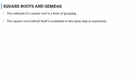 Lesson: Order of Operations with Square Roots (Segment 1)