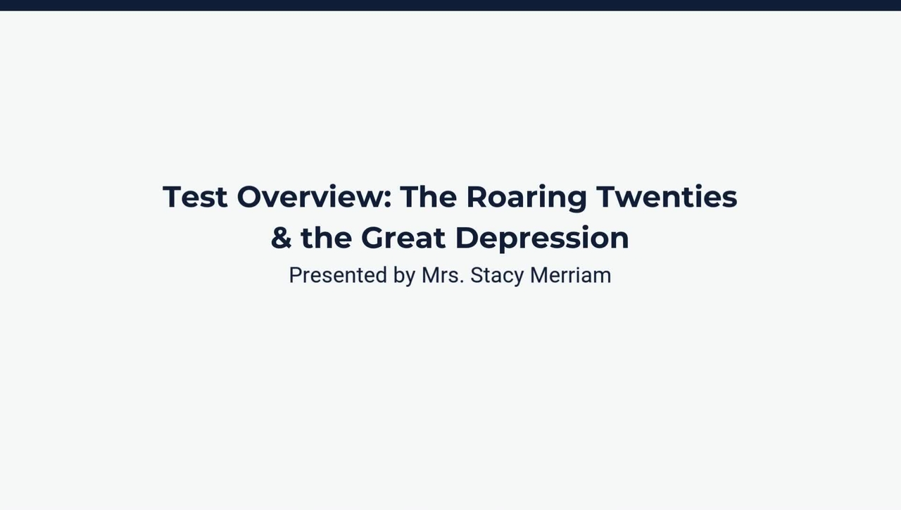 Test Review: The Roaring Twenties &amp; the Great Depression
