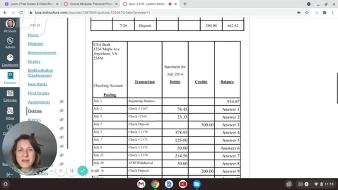 Thumbnail for Personal Financial Literacy - Quiz_ 2.6.W - Lesson Assessment_ Reconciling a Bank Statement