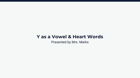 Thumbnail for Lesson 2: Y as a vowel