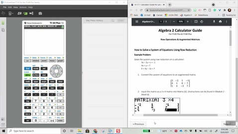 Thumbnail for Alg 2: 4.11.2T Matrix Row Reduction using TI-84 Calculator