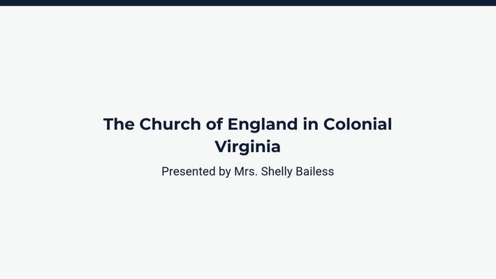 The Church of England in Colonial Virginia