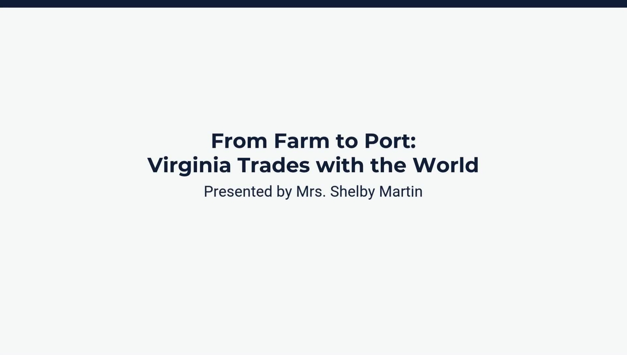 Lesson 3: From Farm to Port: Virginia Trades with the World