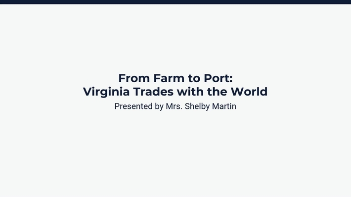Lesson 3: From Farm to Port: Virginia Trades with the World