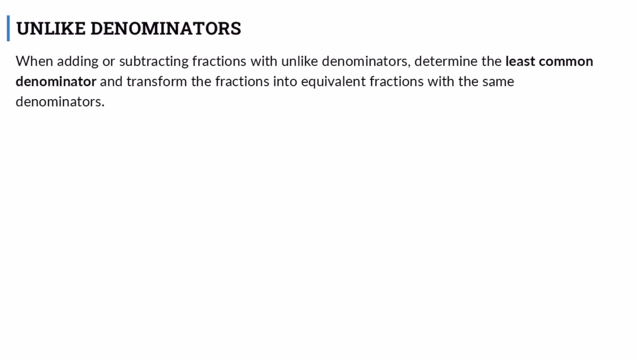 Lesson: Adding and Subtracting Fractions with Unlike Denominators: Segment 1