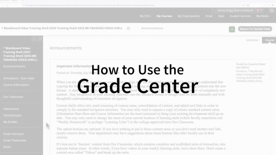 Blackboard > Grade Center