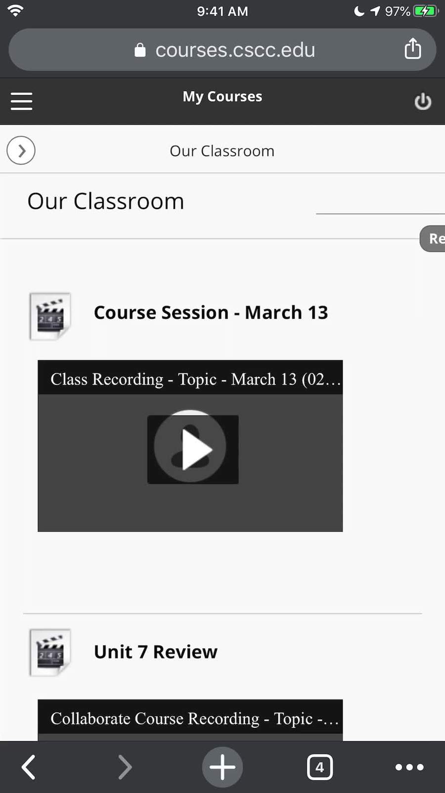 My Media > Submit a video to your Blackboard class from your phone/tablet