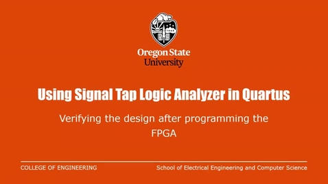 Thumbnail for Tutorial:  Quartus Logic Analyzer