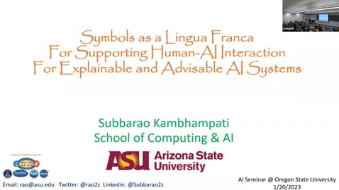 Thumbnail for entry AI Seminar 35: Suabbarao Kambhampati