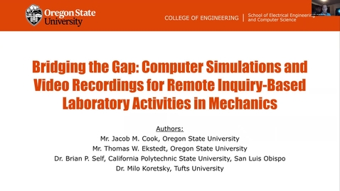 Thumbnail for entry AEE - Bridging the Gap: Computer Simulations and Video Recordings for Remote Inquiry-Based Laboratory Activities in Mechanics