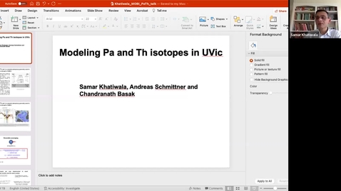 Thumbnail for entry UVic Talk: Samar Khatiwala &quot;Modeling Pa and Th isotopes in UVic&quot;