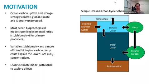 Thumbnail for UVic Talk: Nathaniel Fillman "Variable Stoichiometry Effects on Ocean Model Biogeochemical Cycles"