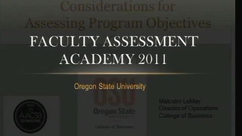 Thumbnail for Fac Assessment Academy 2011 07 Malcom LeMay